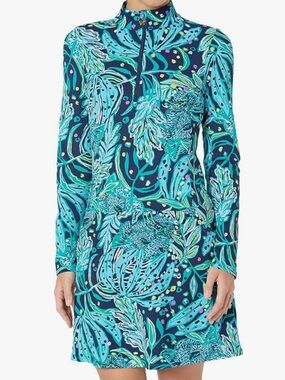 Lilly Pulitzer Nassau Dress featuring "Low Tide Navy Catty Purrsonality" print